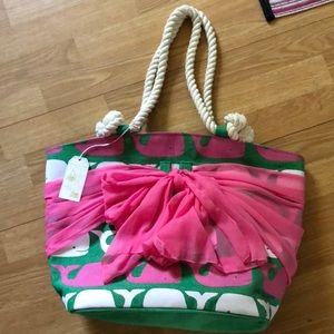 MUDPIE NWT Canvas beach bag with sorong